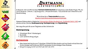 Bildschirmkopie Internetprsenz Hartmann-Elektrotechnik